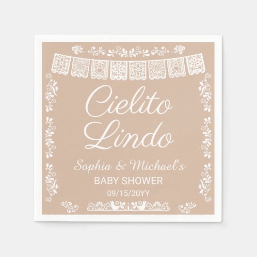 Cielito Lindo Beige Baby Shower Serviette (Vorderseite)