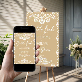 Cielito lindo Beige Babydusche Begrüßungszeichen Poster