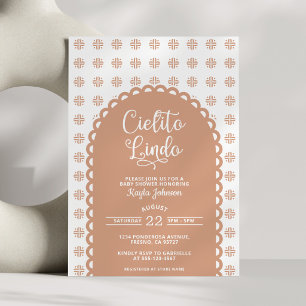 Cielito Lindo Beige Bogen Talavera Baby Shower-Ein Einladung
