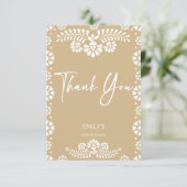 Cielito lindo beige mexikanische Babydusche Dankeskarte (Stehend Vorderseite)