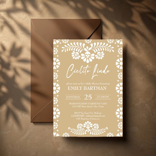 Cielito lindo beige mexikanische Babydusche Einladung