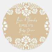 Cielito lindo beige mexikanische Babydusche Runder Aufkleber (Vorderseite)