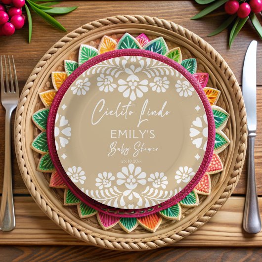 Cielito lindo beige mexikanische Fiesta Babydusche Pappteller