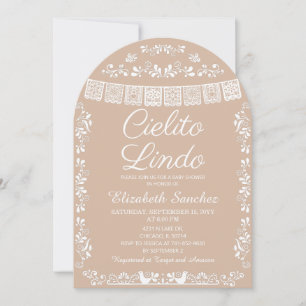 Cielito Lindo Beige Papel Picado Baby-Einweihungsp Einladung