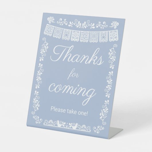Cielito Lindo Blue Baby Shower Thanks for coming Sockelschild (Vorderseite)