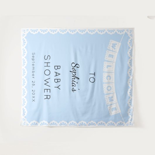 Cielito Lindo Blue Begrüßungsdusche Hintergrund Wandteppich (Vorderseite (Horizontal))