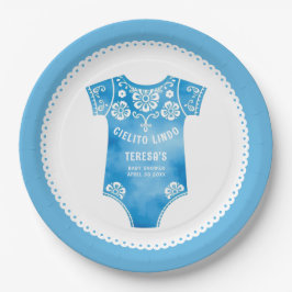Cielito Lindo Blue Bodysuit Babydusche Pappteller