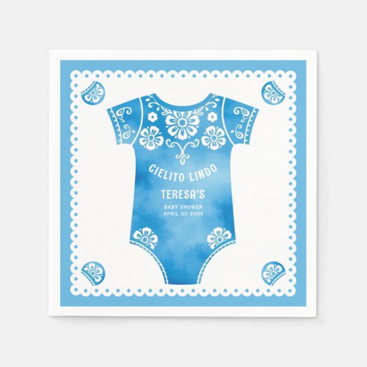 Cielito Lindo Blue Bodysuit Babydusche Serviette (Vorderseite)