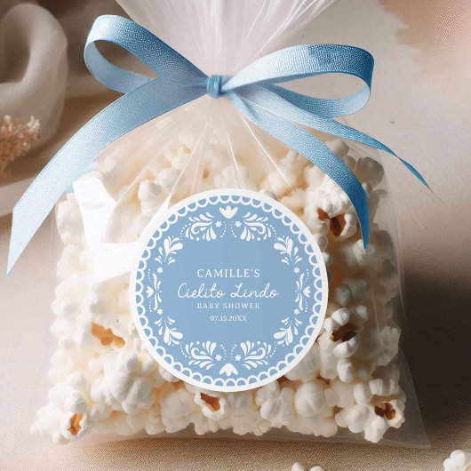 Cielito Lindo Blue Boy Baby Shower Runder Aufkleber