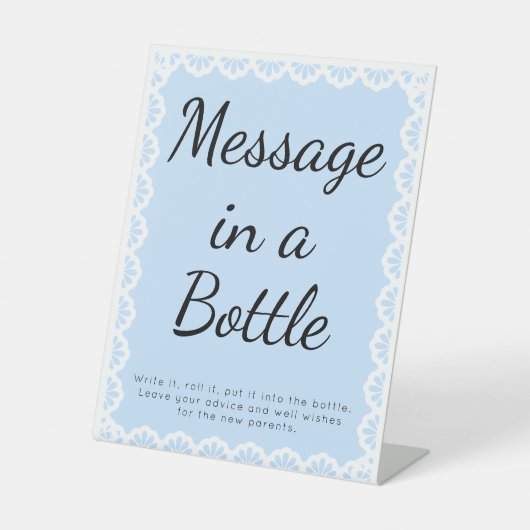 Cielito Lindo Blue Message in einer Flasche Baby D Sockelschild (Vorderseite)