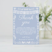 Cielito Lindo Blue Papel Picado Baby Shower Dankeskarte (Stehend Vorderseite)