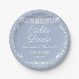 Cielito Lindo Blue Papel Picado Baby Shower Pappteller