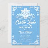 Cielito Lindo Blue Sugar Skull Mexican Baby Shower Einladung (Vorderseite)