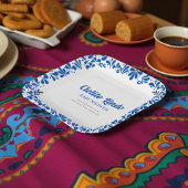 Cielito Lindo Blue Talavera Floral Baby Shower  Pappteller