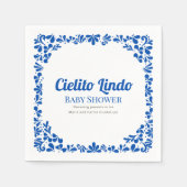 Cielito Lindo Blue Talavera Floral Baby Shower  Serviette (Vorderseite)