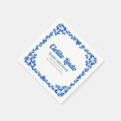 Cielito Lindo Blue Talavera Floral Baby Shower  Serviette (Ecke)
