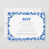Cielito Lindo Bold Blue Geometric RSVP Card Karte (Vorderseite)
