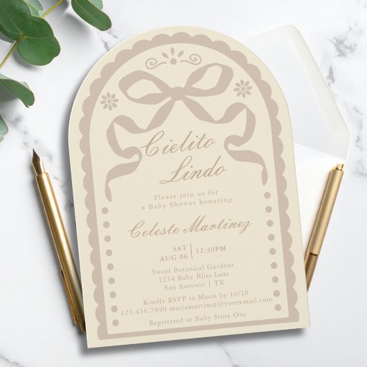 Cielito Lindo Cream Tan Papel Picado Baby Shower Einladung