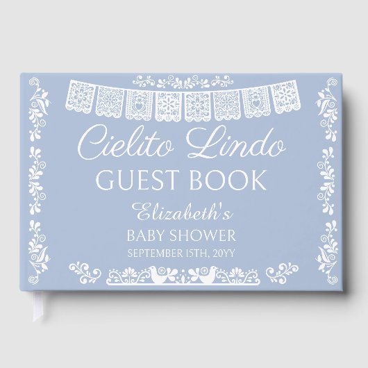 Cielito Lindo Dusty Blue Baby Shower Gästebuch (Vorderseite)