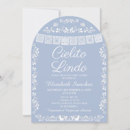 Cielito Lindo Dusty Blue Papel Picado Baby Shower Einladung