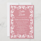 Cielito Lindo Dusty Pink Baptism & First Birthday Einladung (Vorderseite)