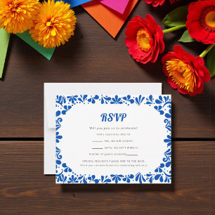 Cielito Lindo Fette Blaue Geometrische RSVP-Karte RSVP Karte