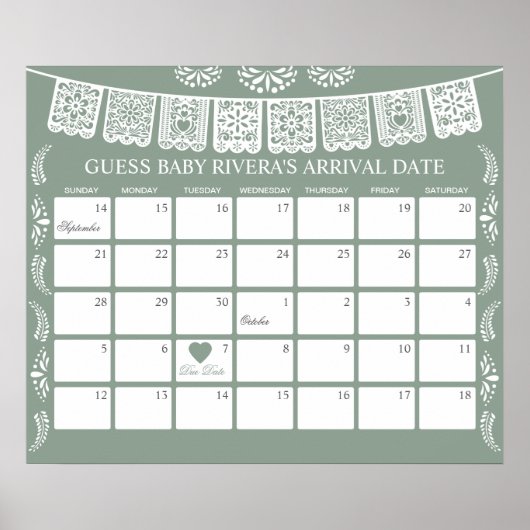 Cielito Lindo Guess the due Date calendar Poster (Vorne)