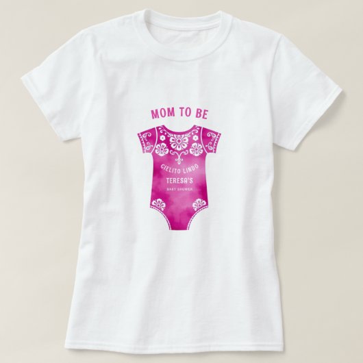 Cielito Lindo Karosseriemädchen Babydusche Mama zu T-Shirt (Design vorne)