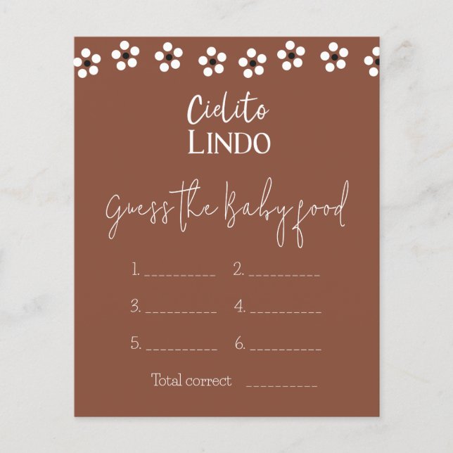 Cielito Lindo Mexican Baby Shower Guess Food Game (Vorderseite)