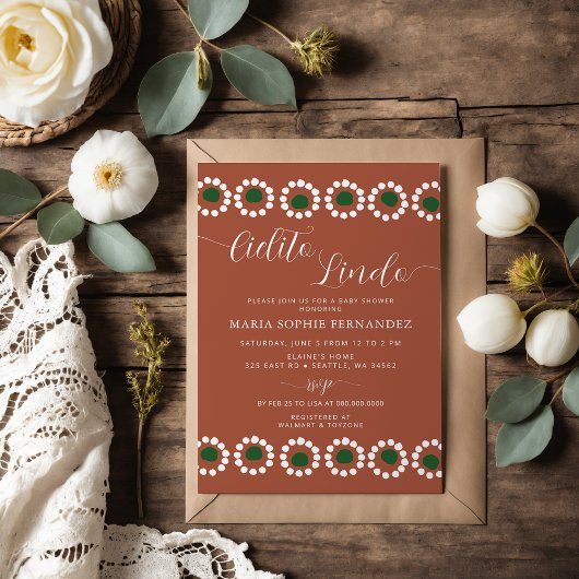 Cielito Lindo Mexican Barro Boho Baby Shower Einladung