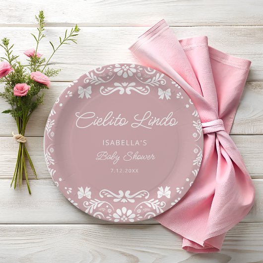 Cielito Lindo Mexican Girl Baby Shower Pappteller