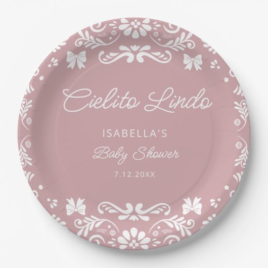 Cielito Lindo Mexican Girl Baby Shower Pappteller (Vorderseite)