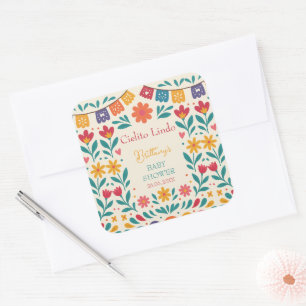 Cielito Lindo Mexikanische Babyparty-Fiesta Quadratischer Aufkleber