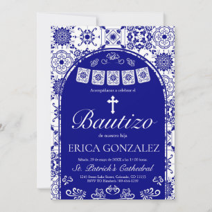 Cielito Lindo Navy Blau Taufkleid Talavera Einladung