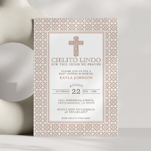 Cielito Lindo Neutrales Religiöses Florales Kreuz Einladung