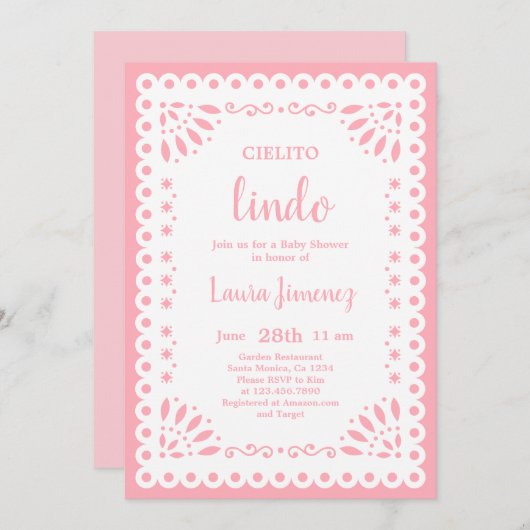 Cielito Lindo Papel Picado Baby Shower Girl Einladung (Vorne/Hinten)