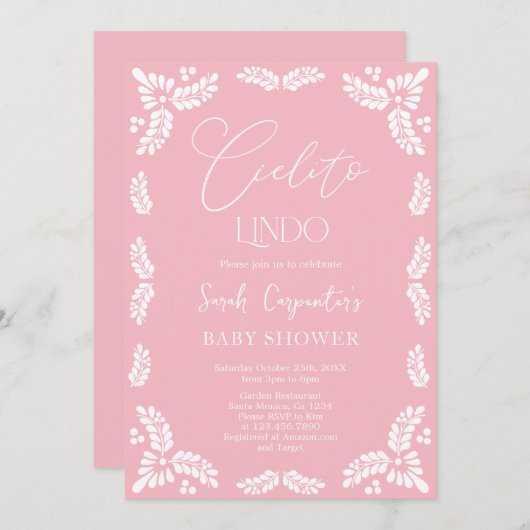 Cielito Lindo Papel Picado Baby Shower Girl Einladung (Vorne/Hinten)