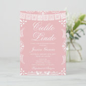 Cielito Lindo Papel Picado Girl Baby Shower Einladung (Stehend Vorderseite)