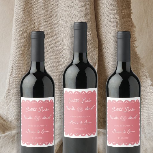 Cielito Lindo Papel Picado Girl Babydusche Weinetikett