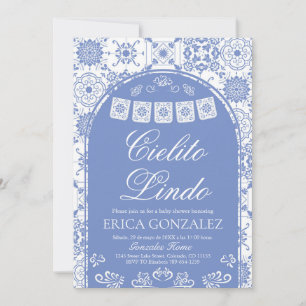 Cielito Lindo Papel Picado Junge Baby Shower Blau Einladung