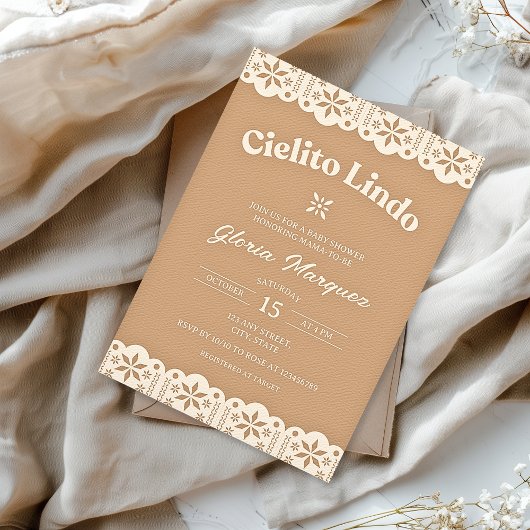 Cielito Lindo Papel Picado Neutral Baby Dusche Einladung