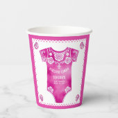 Cielito Lindo Pink Baby Bodysuit Babydusche Pappbecher (Rückseite)