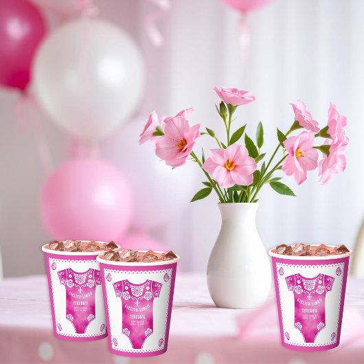 Cielito Lindo Pink Baby Bodysuit Babydusche Pappbecher