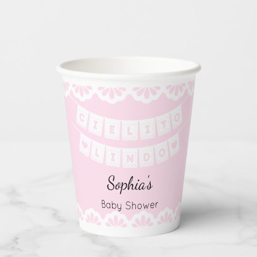 Cielito Lindo Pink Babydusche Pappbecher (Rückseite)