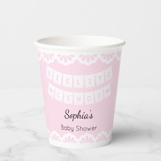 Cielito Lindo Pink Babydusche Pappbecher (Vorderseite)