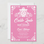 Cielito Lindo Pink Sugar Skull Mexican Baby Shower Einladung (Vorderseite)