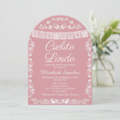 Cielito Lindo Rosa Baby Shower mit Papierschmetter Einladung (Stehend Vorderseite)