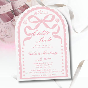 Cielito Lindo Rosa Papel-Picado-Mädchen-Baby-Party Einladung