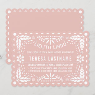 Cielito Lindo Rose Goldpapel Picado Babydusche Einladung