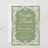 Cielito Lindo Sage green Baby Dusche Einladung (Vorderseite)